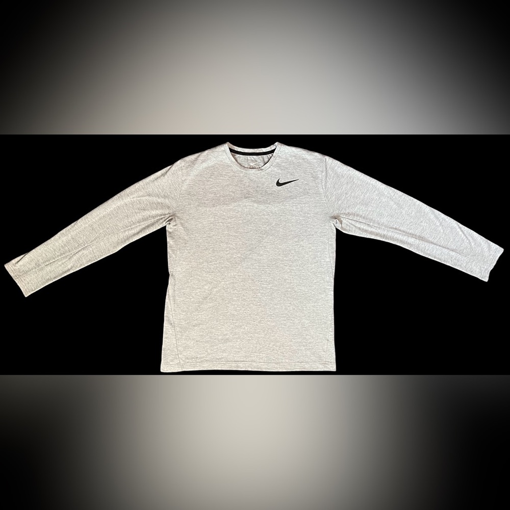 Nike Dri Fit Mens Long Sleeve T-Shirt, Sz. L, Heather Gray
